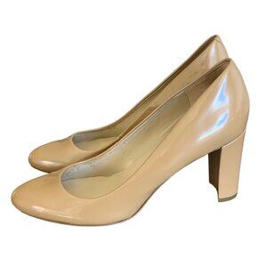 MARC FISHER Patent Nude Andee 2 Classic Vegan Leather Heels Pumps Size 9.5M